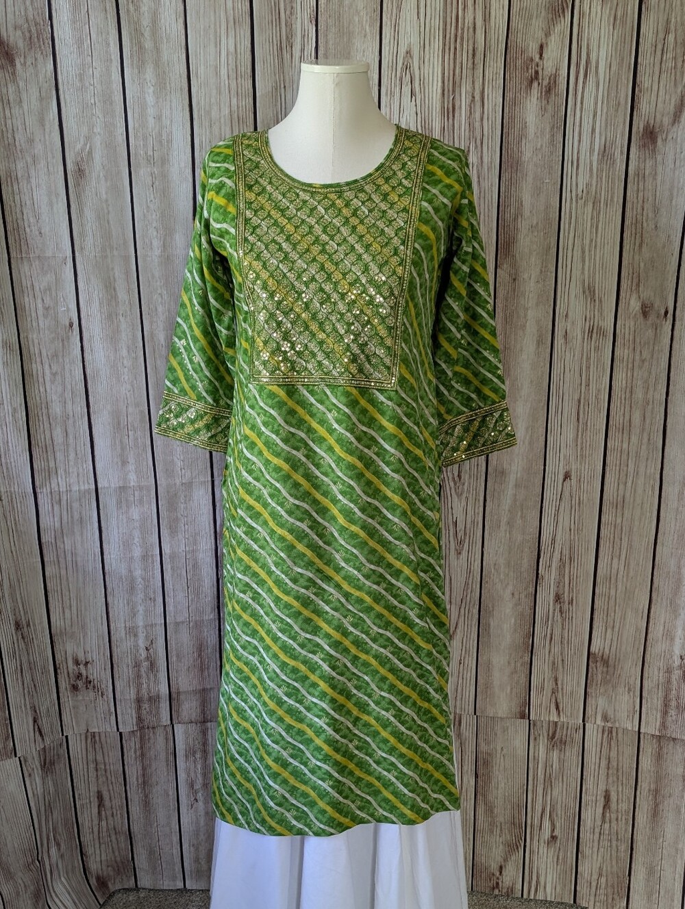 Green Leheriya print Kurti | Tunic | Kurta|